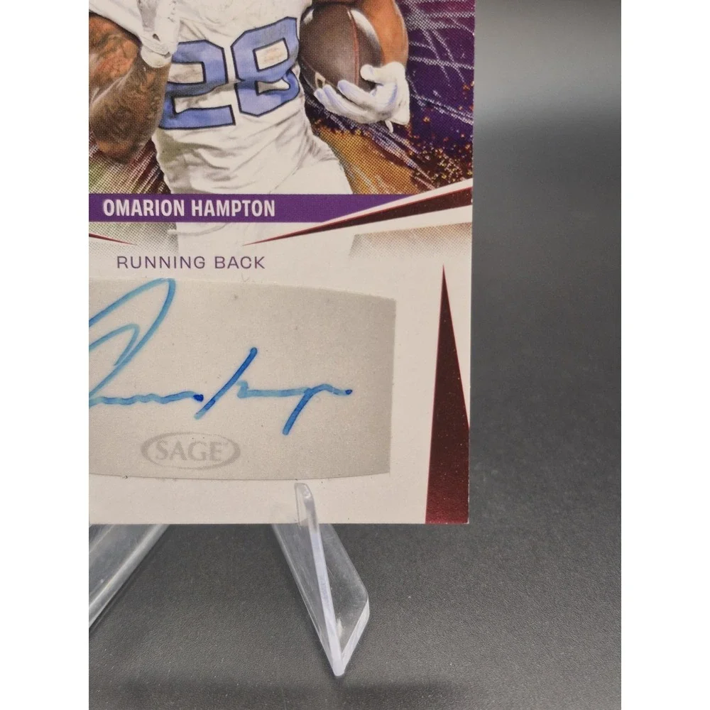 2025 Sage HIT Omarion Hampton A-OH Aspire Rookie Autograph Red Foil RC AU